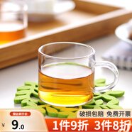 沉弗 玻璃小杯子加厚帶把茶杯耐熱玻璃品茗杯高硼硅水杯茶具耐用型 單只
