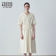 Teenie Weenie小熊女裝簡約夏裝氣質淑女襯衫式連衣裙長款裙子白色 乳白色 M