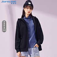 真維斯（JEANSWEST）連帽衛(wèi)衣女春夏拉鏈開衫寬松簡(jiǎn)約韓版休閑運(yùn)動(dòng)外套女黑色L
