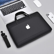 森雨軒蘋(píng)果Apple筆記本電腦包MacBook Air13.3Pro手提包15/16英寸單肩包 皮革款黑色【帶logo】 14英寸
