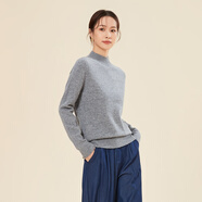 春竹秋冬新款100%綿羊毛半高領(lǐng)洋氣減齡純色百搭保暖毛衣女打底羊毛衫 韓式灰 XL 105CM