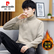 皮爾卡丹（pierre cardin）2024秋冬新款半高領(lǐng)毛衣男針織毛線(xiàn)衫內搭打底衫加絨加厚有領(lǐng)中領(lǐng) 369高 領(lǐng)毛衣-駝色 加絨 L 110-130斤