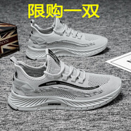 昌祥回力鞋子男春季2025新款軟底網(wǎng)面透氣防臭薄款飛織運動休閑跑步男鞋 FL灰色 40