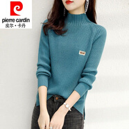 皮爾卡丹（pierre cardin）23年新款年秋冬加厚半高領羊毛衫女打底衫洋氣顯瘦針織毛衣女 藍色【 專柜】 加厚 L 110斤-120斤