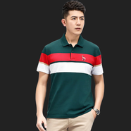 富鋌（FORTEI）珠地棉色織短袖翻領(lǐng)T恤男重工織造卡通刺繡青年半袖上衣男 官方旗艦02深綠 L 175