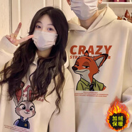 MDlila紅色情侶裝春秋季衛衣男女同款連帽衣服休閑寬松長(cháng)袖外套班服定制 兔朱迪CRAZY 杏色《款》 加絨 3XL 建議(180-200斤穿）