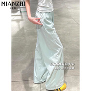 棉致美式高腰顯瘦工裝褲子女春秋季2025新款寬松直筒小個子休閑闊腿 1568淺藍(lán)色【高品質(zhì)23.5】 L 100-115斤
