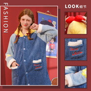 妍藝詩睡衣女冬小怪獸珊瑚絨加厚夾棉家居服套裝玉桂狗睡袍女睡裙 白雪公主【睡袍+褲子】 S/M【推薦70-125斤】