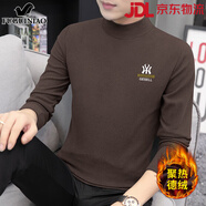 富貴鳥(niǎo)休閑長(cháng)袖t恤男士2024秋冬季新款德絨打底衫半高領(lǐng)衛衣男裝 220474咖啡 XL 【126-140斤】