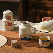 RSRDDY復古小暖壺家用老式帶蓋泡茶壺茶杯子辦公室大容量創(chuàng  )意陶瓷 清彩500ML