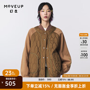 幻走（MOVEUP）2023冬季新款.FUN系列撞布口袋繡花設計師中長(cháng)款外套女 咖啡 L