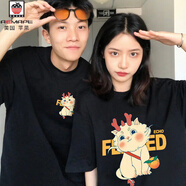AEMAPE情侶T恤夏裝短袖2025新款夏季情侶裝衣服一女一男情侶款夏網(wǎng)紅 男黑+女黑 M M =男M+女M