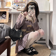凱姿兔小香風(fēng)套裝裙女秋冬2025新款法式復(fù)古蝴蝶結(jié)毛呢外套短裙子 香芋慕斯上衣+短裙套裝 S