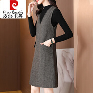 皮爾卡丹（pierre cardin）毛呢背心連衣裙子女秋冬季2025年新款小個(gè)子配大衣打底馬甲兩件裝 單毛呢裙《高級(jí)感時(shí)髦顯瘦別致漂 S (80斤以下)