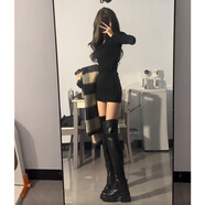 憶靜萱（YIJINGXUAN）修身內(nèi)搭包臀連衣裙春秋冬季女小媽性感辣妹緊身裙子套裝chic夜店 黑色包臀裙【常規(guī)款】 XL 夜總店/冬裝/絕美/梨形身材/