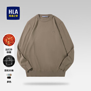 海瀾之家（HLA）毛衣男保暖長袖針織衫男圓領套頭打底衫男內搭多色可選舒適毛衫男 卡其03-遠紅外保暖 S /165/84A