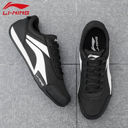 李寧男鞋休閑鞋男秋季板鞋男跑步鞋百搭復古潮流運動(dòng)鞋旅游鞋子男 黑色/米白 40 (內長(cháng)250)