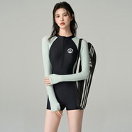 黛岱2025新款游泳衣女夏連體學(xué)生運動保守遮肚顯瘦溫泉潛水服時尚泳裝 2301黑色 L (身高155-165cm，95-110斤)