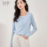 初申春秋長袖T恤女設計感撞色假兩件顯瘦打底衫上衣內搭S13KT2479