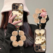 VYOPBC冬季毛絨KT公仔適用蘋(píng)果16promax手機殼15pro/14/13/11xsmax/ 精準膚感棕色-棕凱蒂帽子蝴蝶結套裝+棕色毛球手繩 蘋(píng)果4s