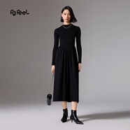 普普風(fēng)2023年冬季女裝新品修身顯瘦法式簡約拼接針織連衣裙OD3L7878L 黑色 均碼