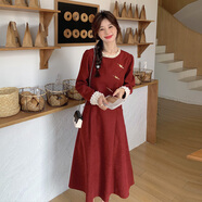 現(xiàn)寶蓮紅色新中式國(guó)風(fēng)假兩件連衣裙女2024初秋正式場(chǎng)合氣質(zhì)優(yōu)雅長(zhǎng)裙 紅色 XS (85斤-95斤)