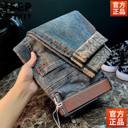 JEEP SPIRIT美國正品牛仔褲男2025新款春夏季九分修身小腳痞帥韓版潮流長褲子 【高彈力】A117黑灰色 30 (合適110-120斤)