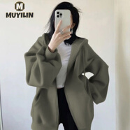 沐依琳秋季衛衣外套女秋冬2025年新款開(kāi)衫休閑連帽套裝韓系慵懶風(fēng)厚 軍綠色【不起球重磅純棉】 不加 XL 關(guān)注店鋪 極速發(fā)貨