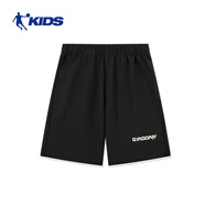 喬丹童裝男童梭織短褲夏季新款兒童運動(dòng)褲大童速干透氣五分褲T8522344 黑色 150