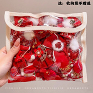 兒童新年紅色蝴蝶結發(fā)夾發(fā)飾古風(fēng)頭飾中國風(fēng)女童漢服配飾寶寶發(fā)卡 【新年紅色蝴蝶結】 新年款限時(shí)折扣：混搭3對新年喜
