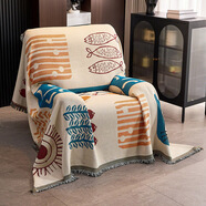 DRAGUE美式單人沙發(fā)套罩蓋布巾芝華仕全包防滑雙面針織棉線(xiàn)毯民宿四季 招財貓【可鋪可蓋|四季通用】 (尺寸含.流蘇)180x180單人沙發(fā)