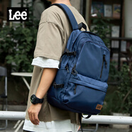 Lee潮流雙肩包男高中大學(xué)生書(shū)包女休閑背包大容量旅行電腦包藏青色