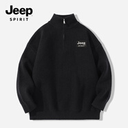 JEEP SPIRIT吉普半拉鏈毛衣男冬款復(fù)古美式保暖立領(lǐng)針織衫優(yōu)衣庫平替套頭上衣