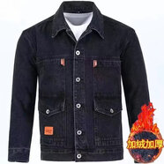 地潮男秋冬季牛仔工作服外套男裝勞保服加厚耐磨電焊工人工廠車間焊工服 黑色【加絨加厚款】 2XL【135-150斤】