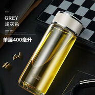 明霞 明霞3112單層加厚底泡茶玻璃杯商務(wù)禮品辦公杯男女士水杯定制印 單層400毫升黑色加厚圓底