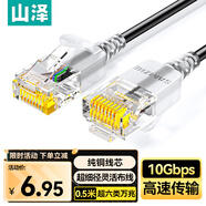 山澤超六類網(wǎng)線細(xì)線CAT6A類純銅 萬兆成品連接線 家用電腦寬帶兼容千兆網(wǎng)絡(luò)跳線 0.5米黑色SZH-6005