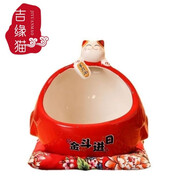 國潮陶瓷貓桌面鑰匙收納盒創(chuàng  )意玄關(guān)首飾擺件家用門(mén)口雜物收納 國潮宮廷招財貓收納盒-禮盒裝