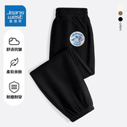 真維斯兒童燈型條束口長(cháng)褲春秋季男女童褲子2025舒適親膚寬松抗皺九分褲 黑色 LT涂鴉宇航員 140