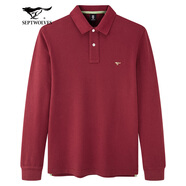 七匹狼【狼族生活】長(cháng)袖t恤男士秋冬商務(wù)休閑男裝翻領(lǐng)時(shí)尚上衣打底衫男 403(棗紅) 3XL