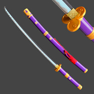 海賊王索隆三刀金屬武器模型道具刀武士刃木刀動(dòng)漫cos刀劍未開(kāi)刃 紫閻魔 收藏款+刀架