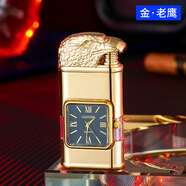 鱷魚虎頭浮雕手表創(chuàng)意打火機(jī)明火直沖可切換雙火焰金屬充氣打火機(jī) 1個(gè) 金老鷹 HF618電鍍【禮】