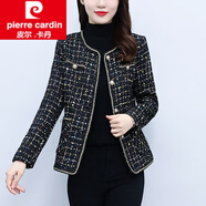 皮爾卡丹（pierre cardin）洋氣春裝女士短款小香風(fēng)外套女春季2025新款時(shí)尚西裝上衣春秋 黑色 XL 116-125斤