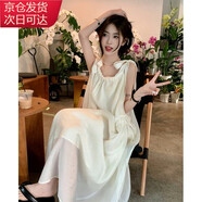 宙馨海邊度假風(fēng)長(zhǎng)裙沙灘裙溫柔風(fēng)吊帶連衣裙女裝夏季新款綁帶氣質(zhì)裙子 圖片色 XL