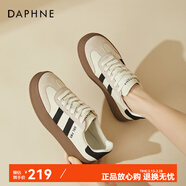達(dá)芙妮（DAPHNE）復(fù)古德訓(xùn)鞋2024春季新款厚底板鞋女百搭學(xué)生休閑鞋低幫運(yùn)動(dòng)旅游鞋 黑米色/跟高3cm 38