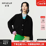 幻走（MOVEUP）【商場(chǎng)同款】2024春季新款西裝領(lǐng)口袋設(shè)計(jì)師短款外套女 黑色 XS