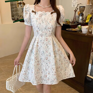 FOX.G碎花連衣裙女士純欲裙子夏天女裝2025年新款衣服小個(gè)子小香風(fēng)女裙 小香風(fēng)小蝴蝶結(jié)碎花連衣裙 XL 【建議120-135斤】