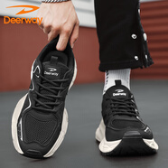 德?tīng)柣荩―EERWAY）運動(dòng)鞋男鞋2026春夏季鞋子男款百搭休閑鞋厚底老爹鞋 黑色 42