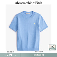 Abercrombie & Fitch經(jīng)典小麋鹿圖案女裝25夏季美式復(fù)古圓領(lǐng)短袖針織衫150-5230 藍(lán)色 XXS (160/76A)
