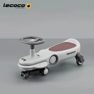 樂卡（Lecoco）扭扭車1-3歲防側(cè)翻搖搖車靜音閃光輪兒童車 費格靜音絲絨摩卡