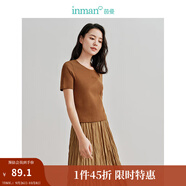 茵曼（INMAN）多色無(wú)袖顯瘦吊帶背心T恤夏季新款簡(jiǎn)約休閑百搭圓領(lǐng)上衣 咖啡色-W18424128 S